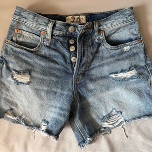 We The Free Light Blue Distressed Jean Shorts